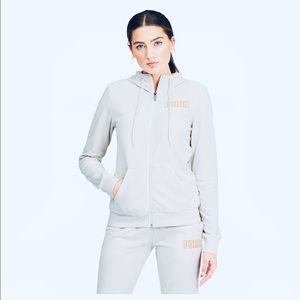 Puma Velour Tracksuit in Cream